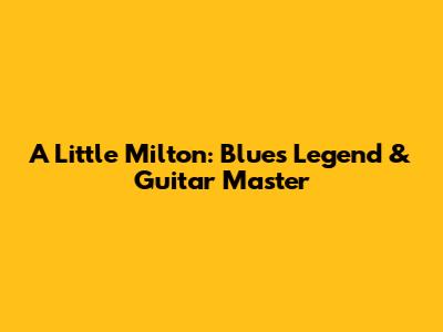 A Little Milton: Blues Legend & Guitar Master