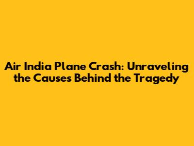 Air India Plane Crash: Unraveling the Causes Behind the Tragedy