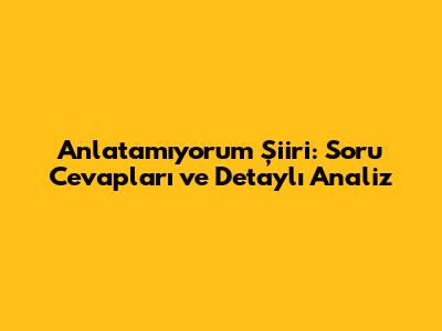 Anlatamıyorum Şiiri: Soru Cevapları ve Detaylı Analiz