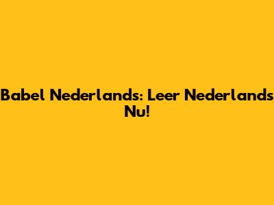 Babel Nederlands: Leer Nederlands Nu!