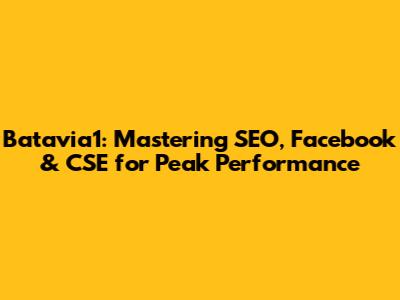 Batavia1: Mastering SEO, Facebook & CSE for Peak Performance