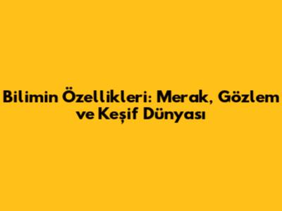Bilimin Özellikleri: Merak, Gözlem ve Keşif Dünyası
