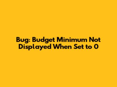 Bug: Budget Minimum Not Displayed When Set to 0