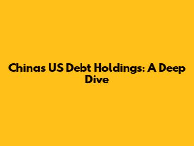 China's US Debt Holdings: A Deep Dive
