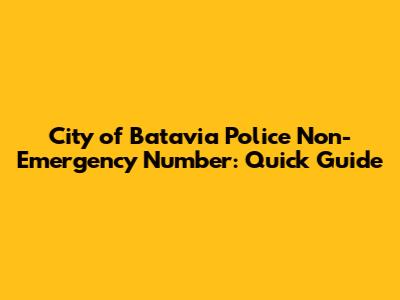City of Batavia Police Non-Emergency Number: Quick Guide