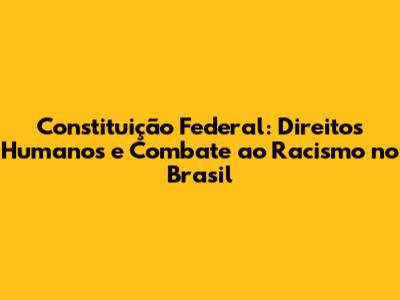 Constituição Federal: Direitos Humanos e Combate ao Racismo no Brasil