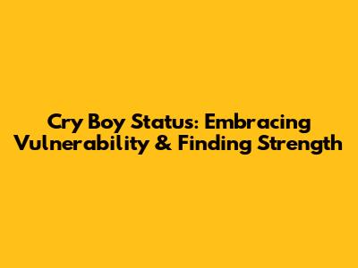Cry Boy Status: Embracing Vulnerability & Finding Strength