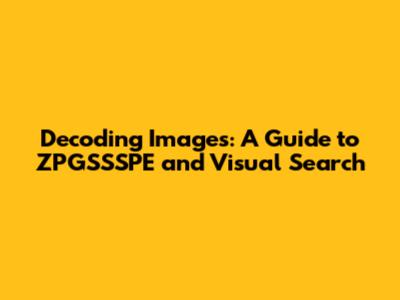 Decoding Images: A Guide to ZPGSSSPE and Visual Search