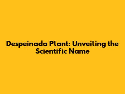 Despeinada Plant: Unveiling the Scientific Name