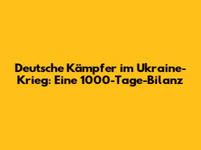 Deutsche Kämpfer im Ukraine-Krieg: Eine 1000-Tage-Bilanz
