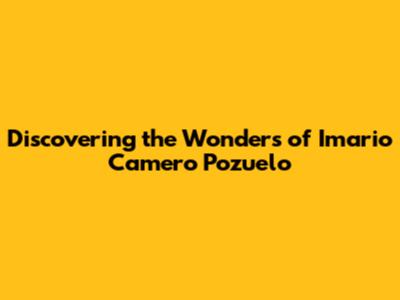Discovering the Wonders of Imario Camero Pozuelo