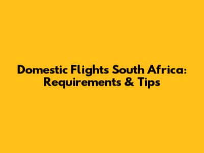 Domestic Flights South Africa: Requirements & Tips