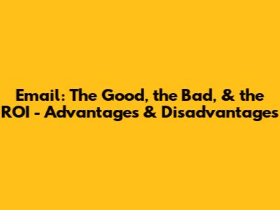Email: The Good, the Bad, & the ROI - Advantages & Disadvantages