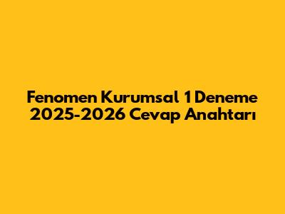 Fenomen Kurumsal 1 Deneme 2025-2026 Cevap Anahtarı