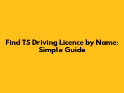 Find TS Driving Licence by Name: Simple Guide