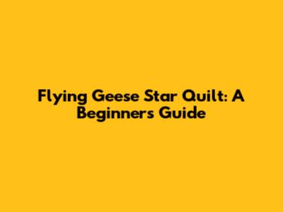 Flying Geese Star Quilt: A Beginner's Guide