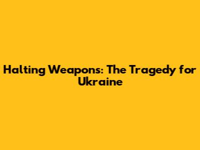 Halting Weapons: The Tragedy for Ukraine