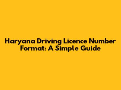 Haryana Driving Licence Number Format: A Simple Guide