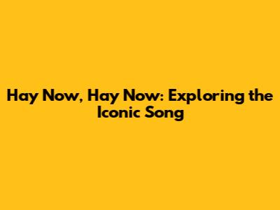 Hay Now, Hay Now: Exploring the Iconic Song