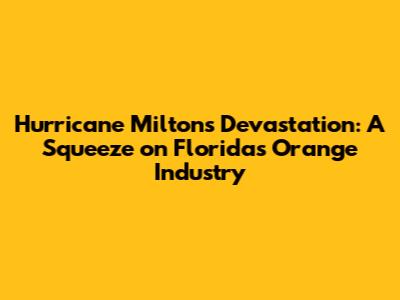 Hurricane Milton's Devastation: A Squeeze on Florida's Orange Industry