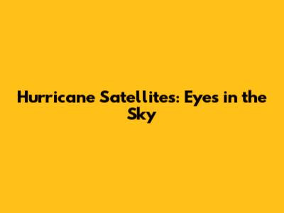 Hurricane Satellites: Eyes in the Sky