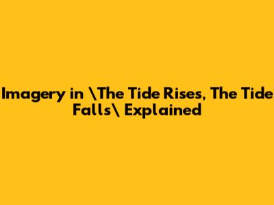 Imagery in \"The Tide Rises, The Tide Falls\" Explained