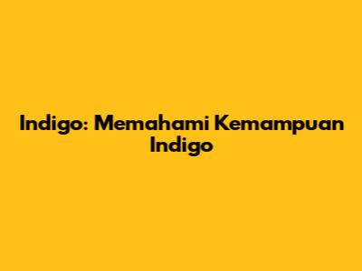 Indigo: Memahami Kemampuan Indigo