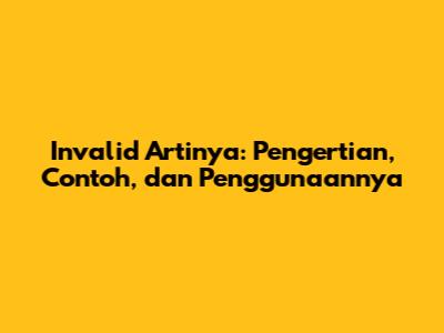 Invalid Artinya: Pengertian, Contoh, dan Penggunaannya