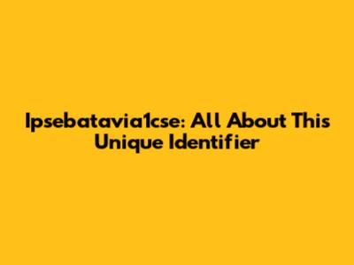 Ipsebatavia1cse: All About This Unique Identifier