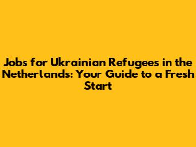 Jobs for Ukrainian Refugees in the Netherlands: Your Guide to a Fresh Start