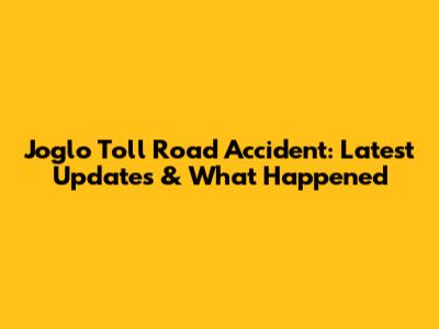 Joglo Toll Road Accident: Latest Updates & What Happened