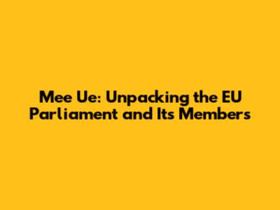 Mee Ue: Unpacking the EU Parliament and Its Members