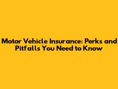 Motor Vehicle Insurance: Perks and Pitfalls You Need to Know