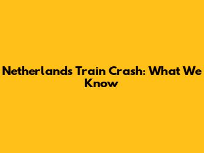 Netherlands Train Crash: What We Know