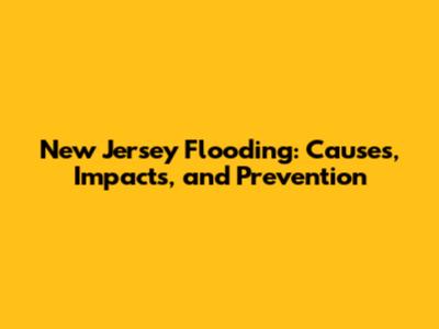 New Jersey Flooding: Causes, Impacts, and Prevention