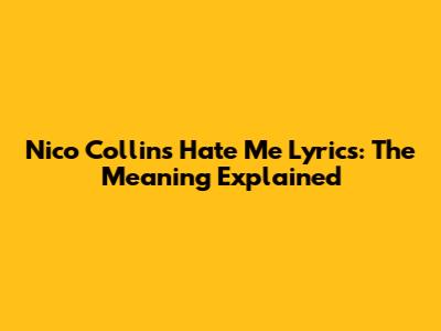 Nico Collins Hate Me Lyrics: The Meaning Explained
