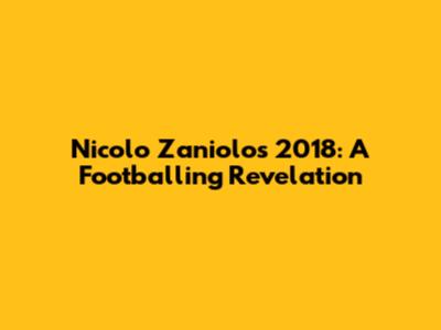 Nicolo Zaniolo's 2018: A Footballing Revelation