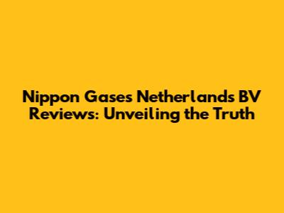 Nippon Gases Netherlands BV Reviews: Unveiling the Truth