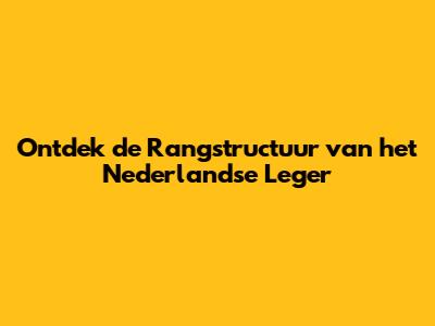 Ontdek de Rangstructuur van het Nederlandse Leger