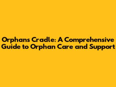 Orphan's Cradle: A Comprehensive Guide to Orphan Care and Support