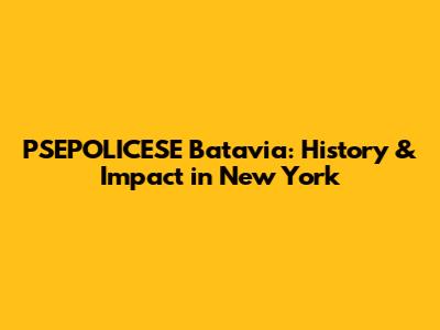 PSEPOLICESE Batavia: History & Impact in New York