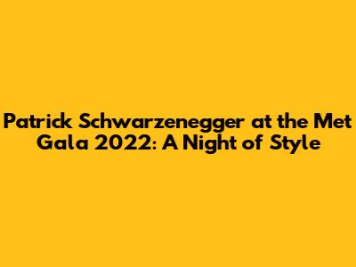 Patrick Schwarzenegger at the Met Gala 2022: A Night of Style
