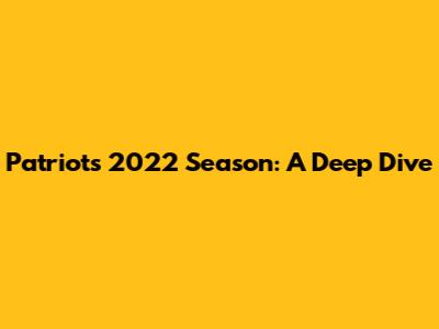 Patriots 2022 Season: A Deep Dive
