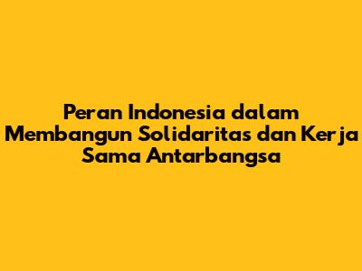 Peran Indonesia dalam Membangun Solidaritas dan Kerja Sama Antarbangsa