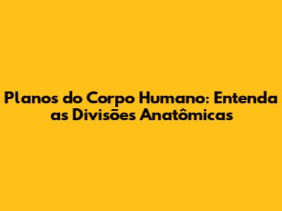 Planos do Corpo Humano: Entenda as Divisões Anatômicas