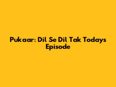 Pukaar: Dil Se Dil Tak Today's Episode