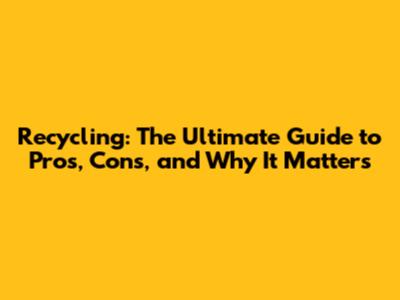 Recycling: The Ultimate Guide to Pros, Cons, and Why It Matters