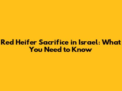 Red Heifer Sacrifice in Israel: What You Need to Know