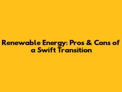 Renewable Energy: Pros & Cons of a Swift Transition