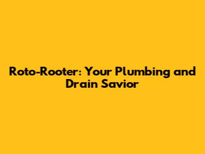 Roto-Rooter: Your Plumbing and Drain Savior